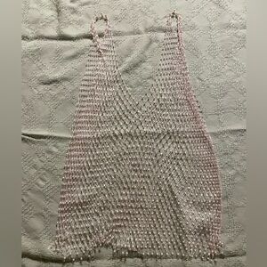 PALE PINK RHINESTONE CHAIN TOP